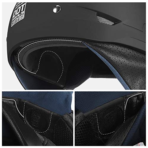 GLX M14 Open Face Motorcycle Helmet - Matte Black, Medium - DOT Approved