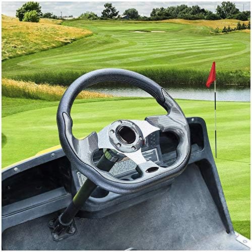 Leapgomax Golf Cart Steering Wheel Fit Ezgo Rxv & Txt, Club Car Ds, Club Car Precedent Tempo, Yamaha Golf Carts(D Shape Design S