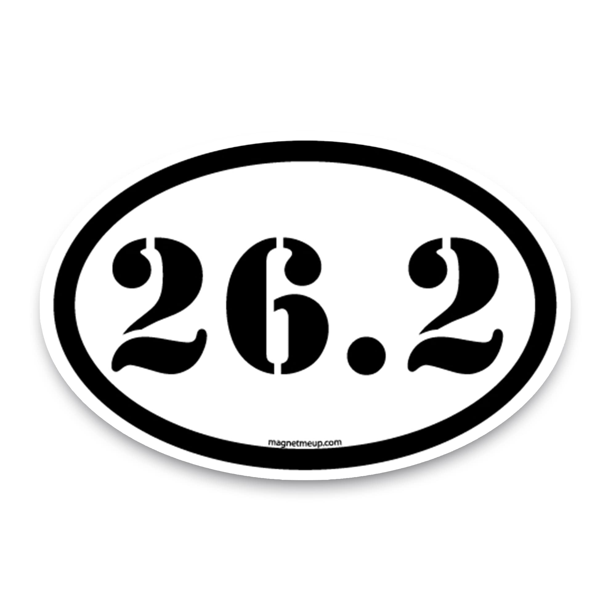 Magnet Me Up 26.2 Marathon Black Stencil Oval Magnet Decal, 4X6 Inches, Heavy Duty Automotive Magnet For Car Truck Suv