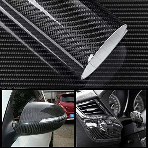 Rockrose 7D Super Glossy Black Carbon Fiber Vinyl Wrap - Anti-Wrinkle, Air Release Automotive Wrap - Diy Decals Self Adhesive Ca