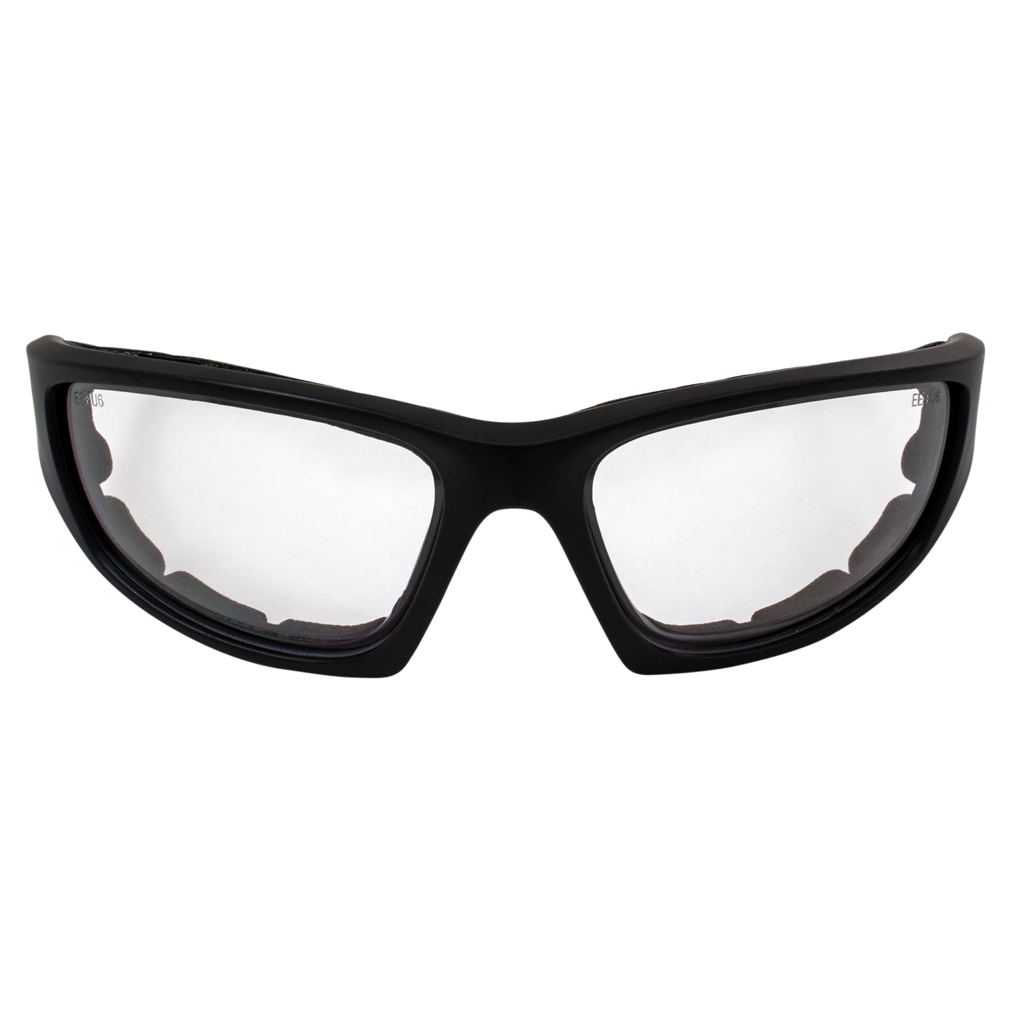 2 Pair Epoch Foam-3 Padded Motorcycle Sunglasses Black Frames 1 With Smoke Lens, 1 With Clear Lens