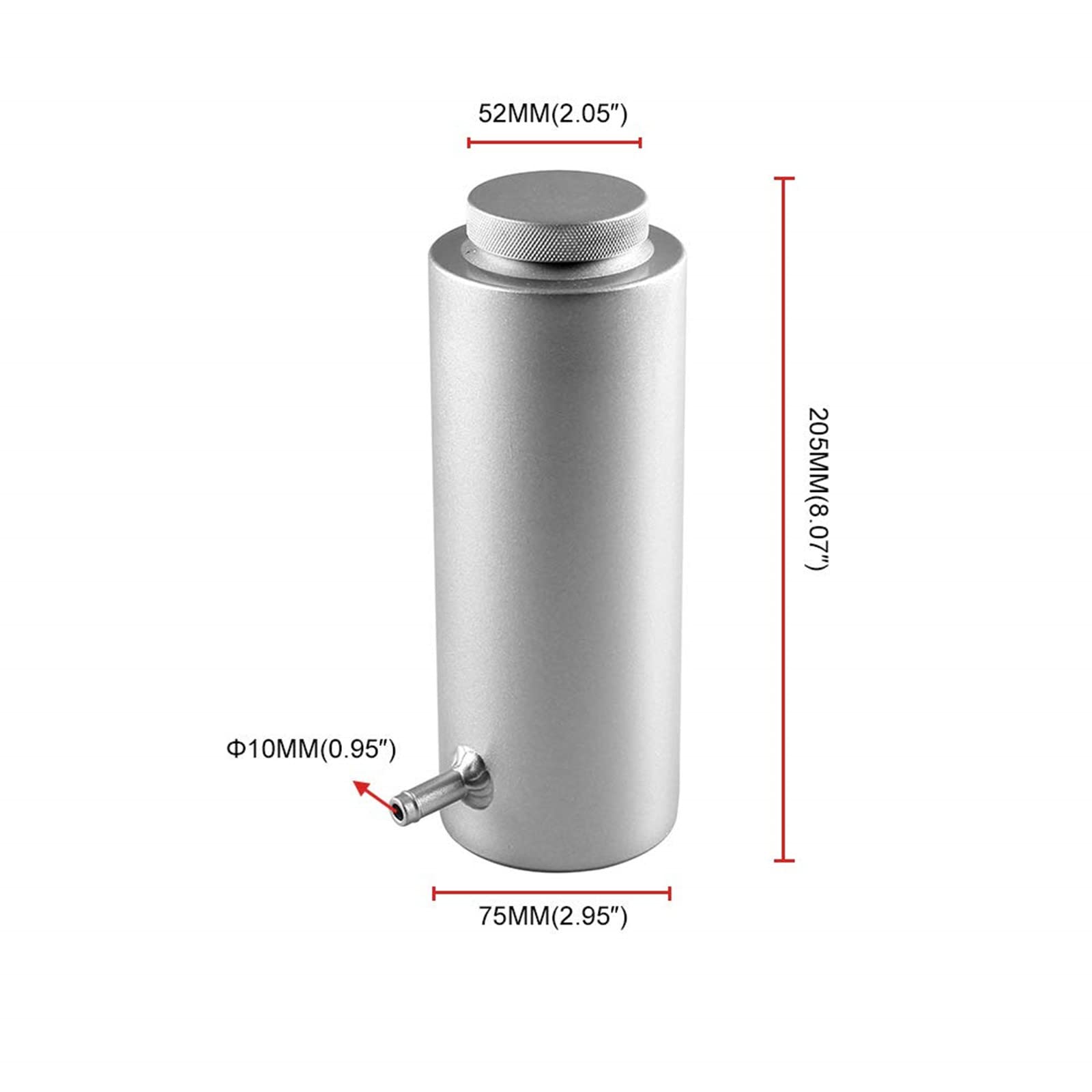 Ryanstar Universal Car Radiator Coolant Tank 800Ml Coolant Expansion Tank Overflow Oil Catch Tank Cooling Catch Bottle Reservoir Aluminum Billet Silver