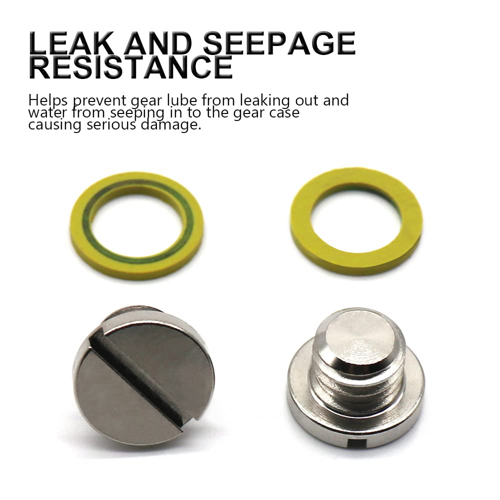 Lower Drain Plugs, Lower Unit Oil Drain Plug Gearcase Screw & Gasket for Mercury40 50 60 70 75 90115HP/Mercruiser Bravo/Alpha1Ge