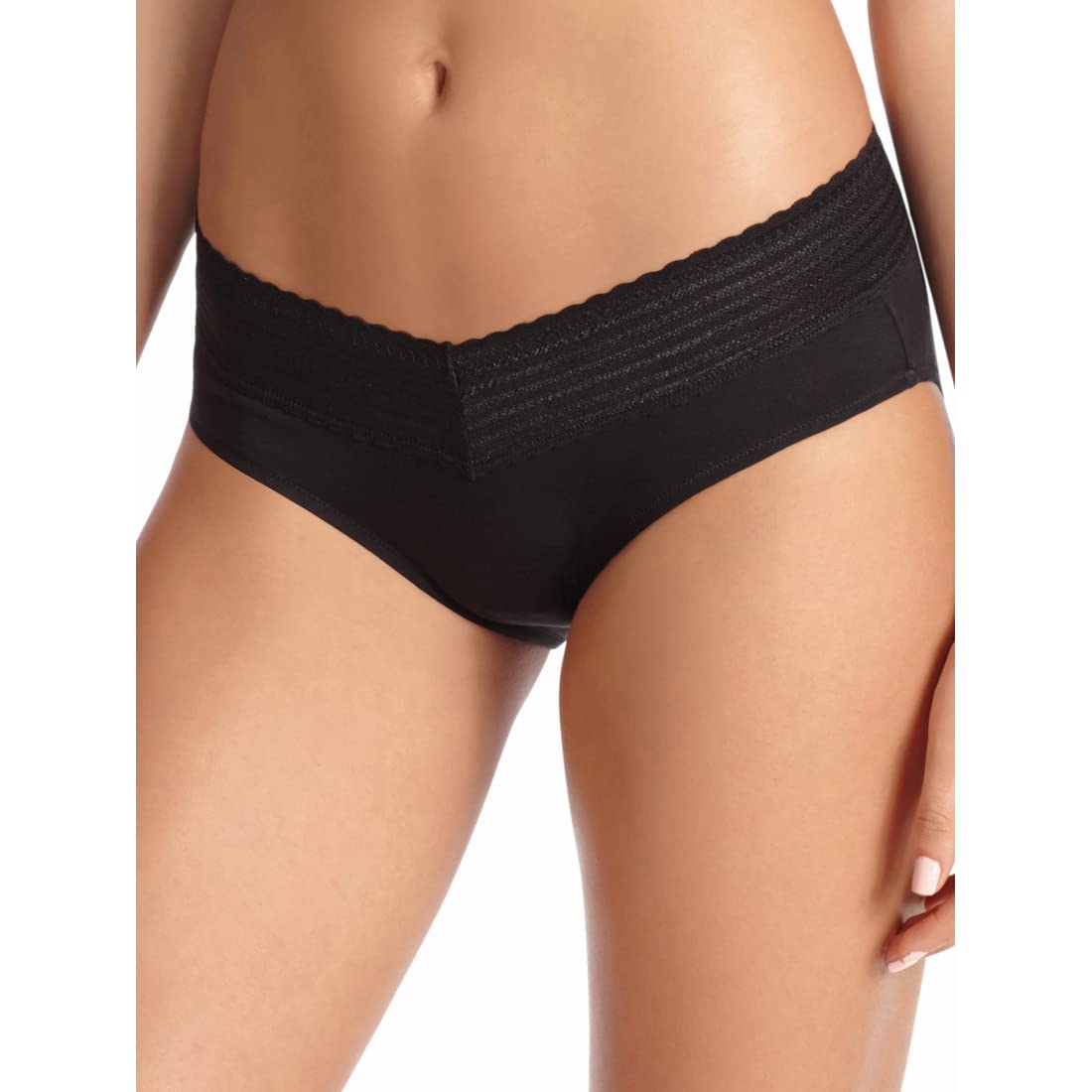 Warner's Blissful Benefits Hipster Panties, Cotton Stretch, Small, Toasted Almond/Black/Light Grey Heather, Model RU2263W