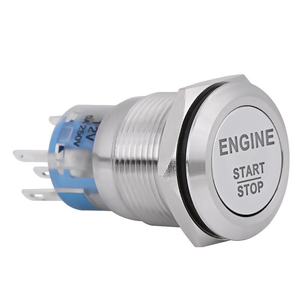 12V Dc Led Car Engine Start Stop Push Button Switch Ignition Starter Switch Universal Metal Press Led Push Button Switch White(Silver)