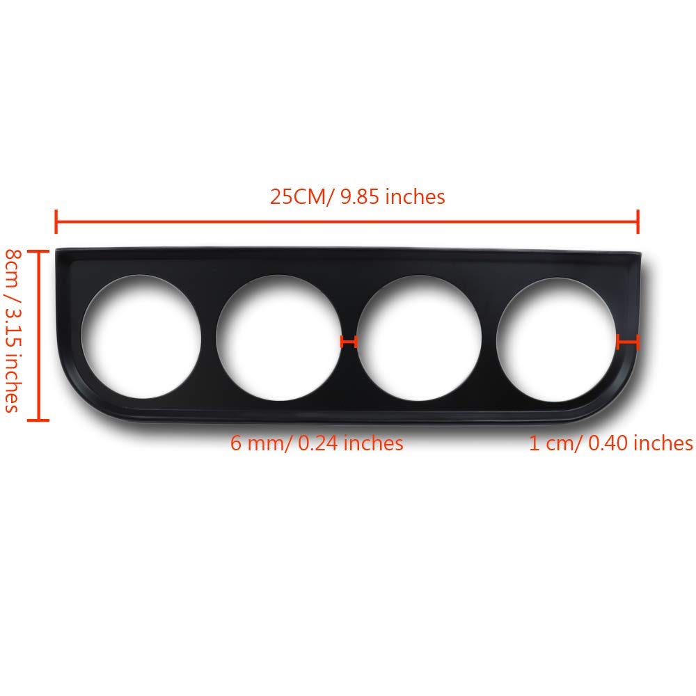 Motor Meter Racing Universal 2-1/16'' 52Mm Quad Gauge Mounting Panel Four Holes Black