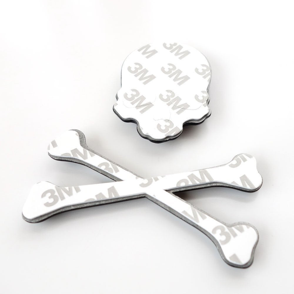 T Tocas Skull Crossbone Pirate Car 3D Emblem Logo Chrome Metal Badge Sticker Decal Decorations Side Rear Trunk Sticker Universal For Car Truck Silver