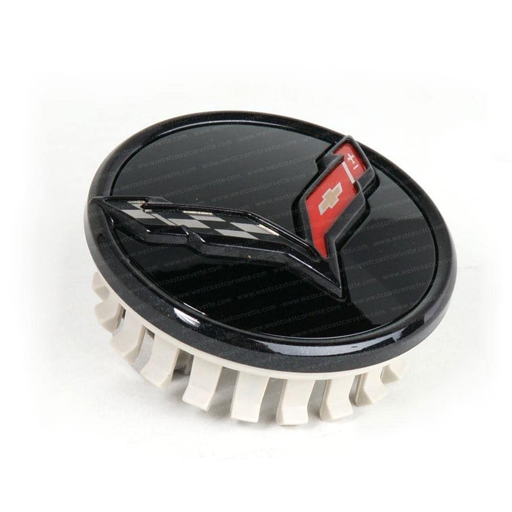 2014+ C7 Corvette Stingray - Gm Center Cap W/Crossed Flags Logo - Carbon Flash Black