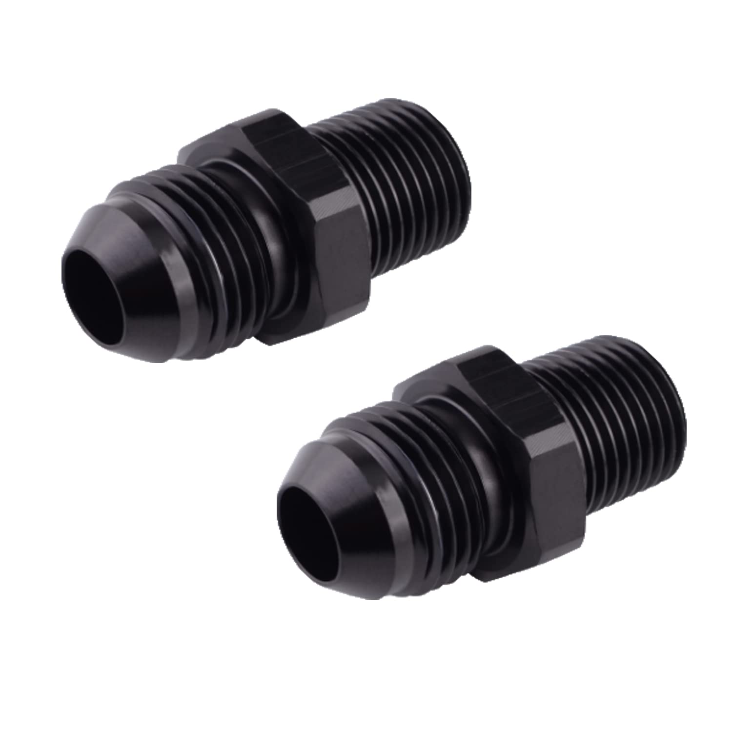 6AN Male Flare to 1/4'' NPT Pipe Fitting Adapter, 2pcs Aluminum Straight 6AN to 1/4 NPT Adapter for Automotive Replacement Fuel 