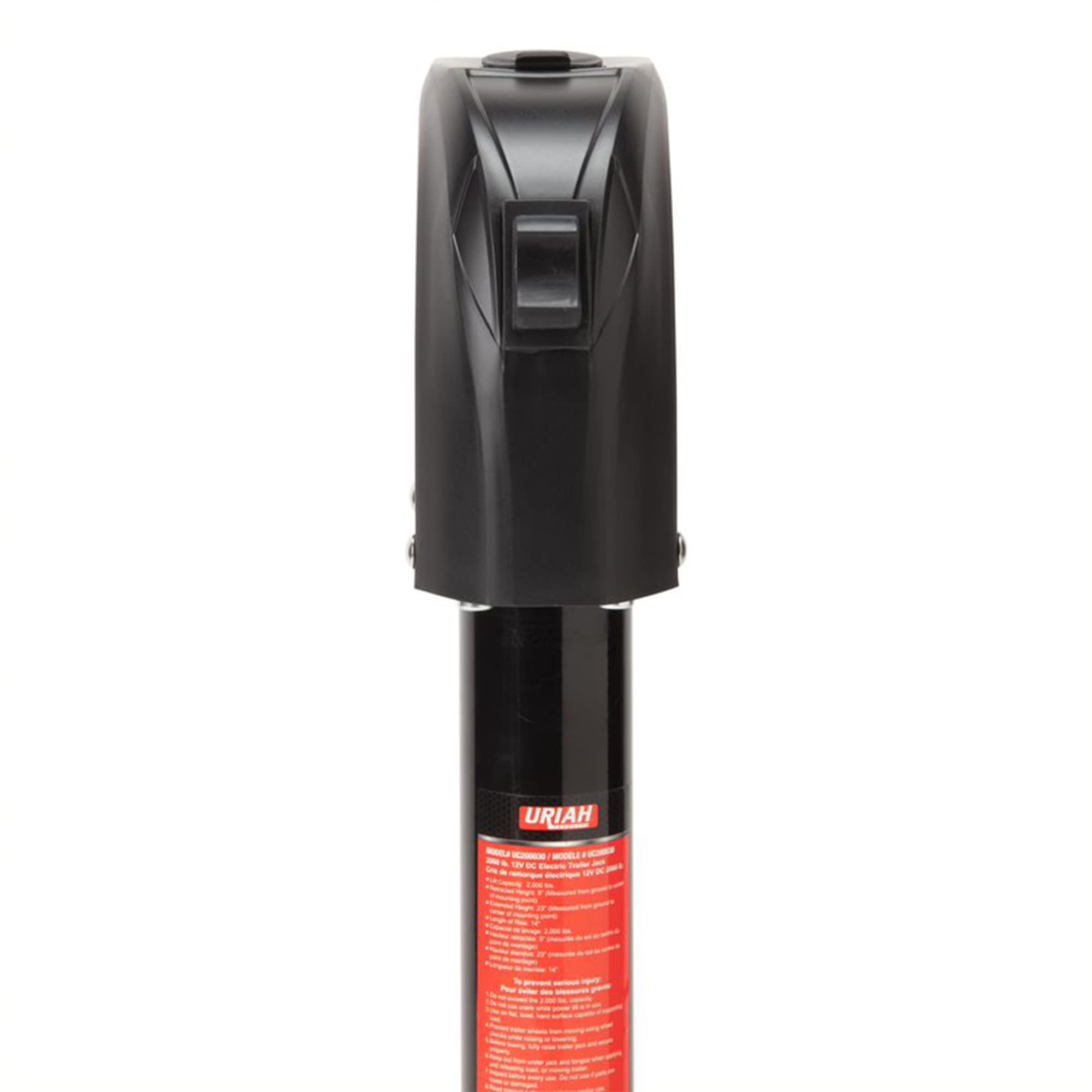 Uriah Products 12V DC Electric Trailer Jack - 2,000lb Capacity, Alloy Steel, Hard-Wire, 31.75"x7.75"x5.50", Black,