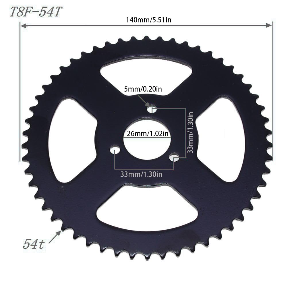 Windance T8F 54T 26mm Rear Sprocket for 47cc 49cc Motorcycle Scooter Dirt Pit Pocket Bikes Scooters ATVs, 54 Teeth Dirve Chain S