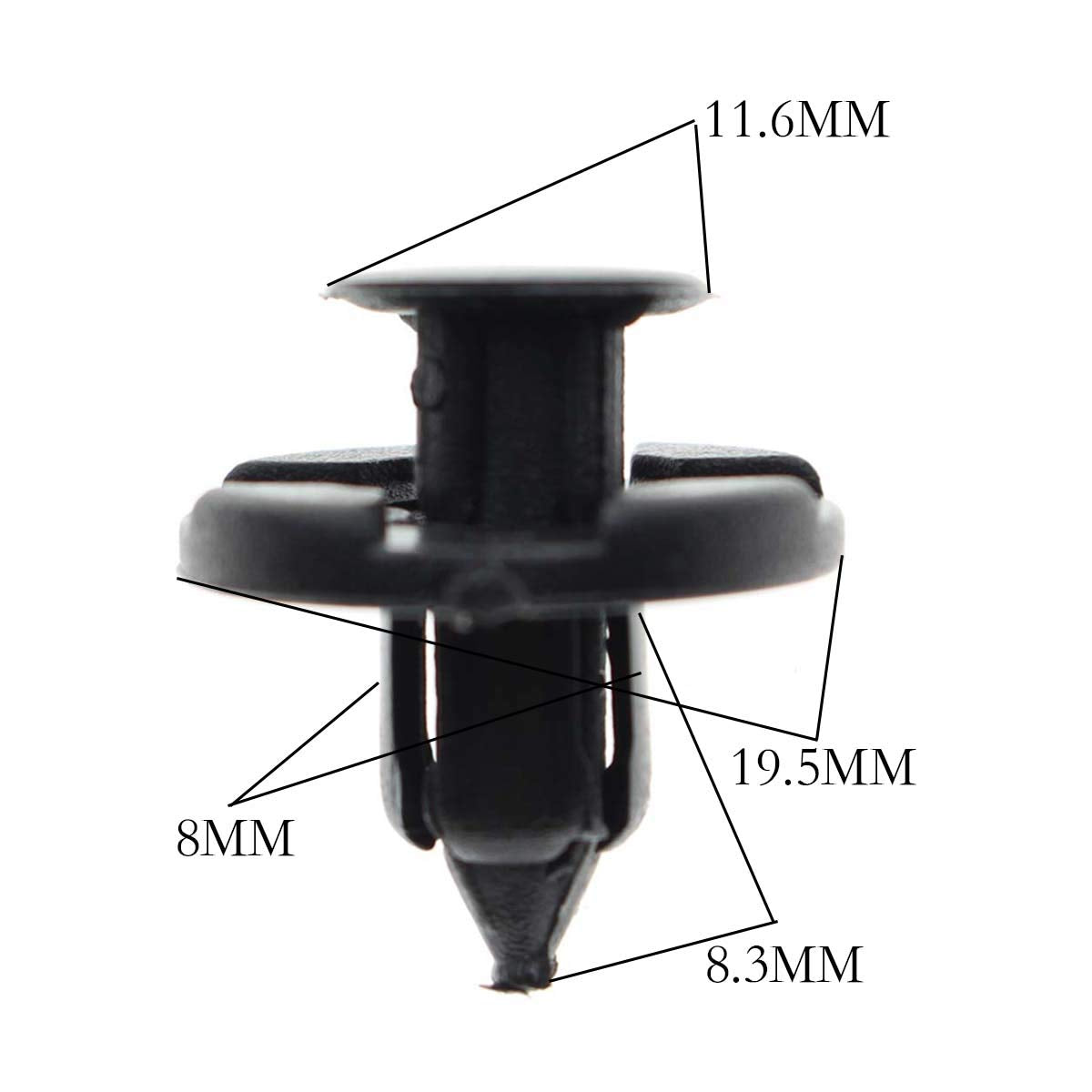 Motoall Nylon Fender Trim Panel Bumper Shield Retainer Fastener Rivet Push-Type Clips For 8Mm Hole Nissan Infiniti 01553-09321 A