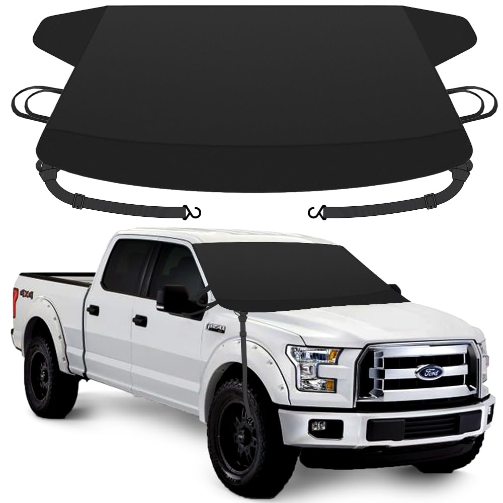 Sunny Color 2023 Extra Large Windshield Cover For Ice And Snow, Upgraded Thicken Oxford Car Windshield Cover Best For Ice, Frost