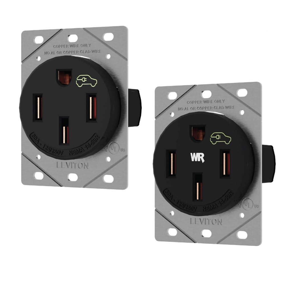 Leviton 50 Amp EV Charging Receptacle/Outlet, Heavy Duty, Weather Resistant, 1450W