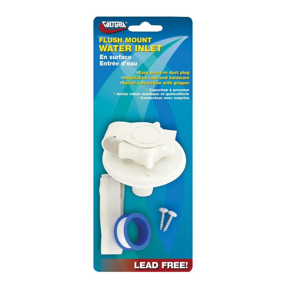 VALTERRA A01-0168VP Flush-Mount Water Inlet - MPT, 2-3/4 Flange, White