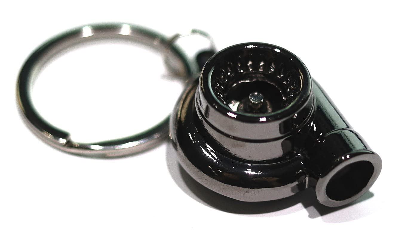 Gt//Rotors Turbo Keychain Metal Spinning Turbocharger Automotive Mini Car Part Keychain Key Ring (Gunmetal Spinning Turbo)