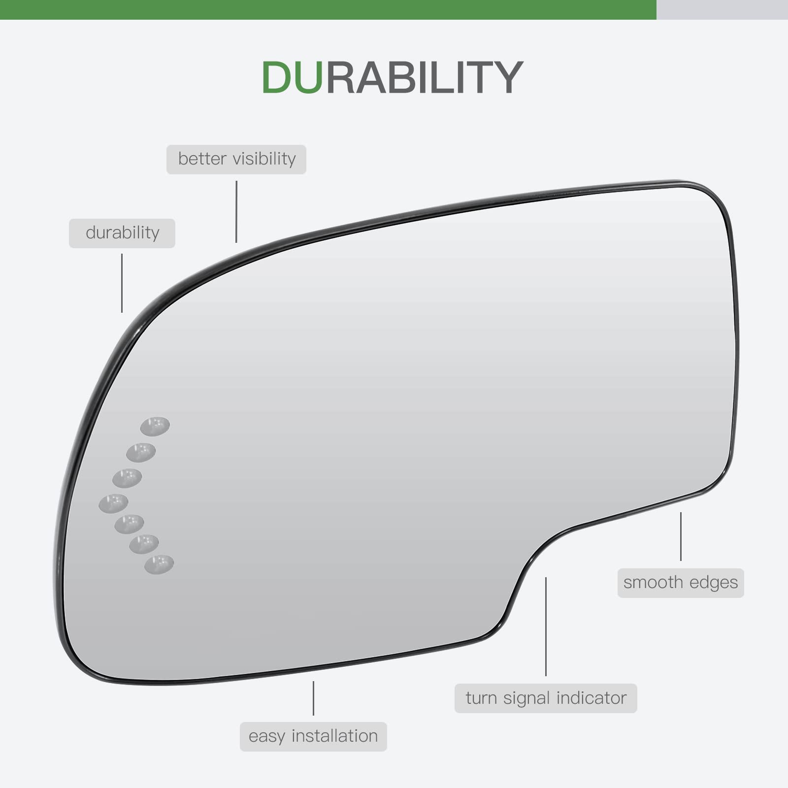 Scitoo Exterior Mirror Replacement Glass Driver Left Side Power Heated Signal Fit For 2003-2007 For Chevy Silverado Suburban For
