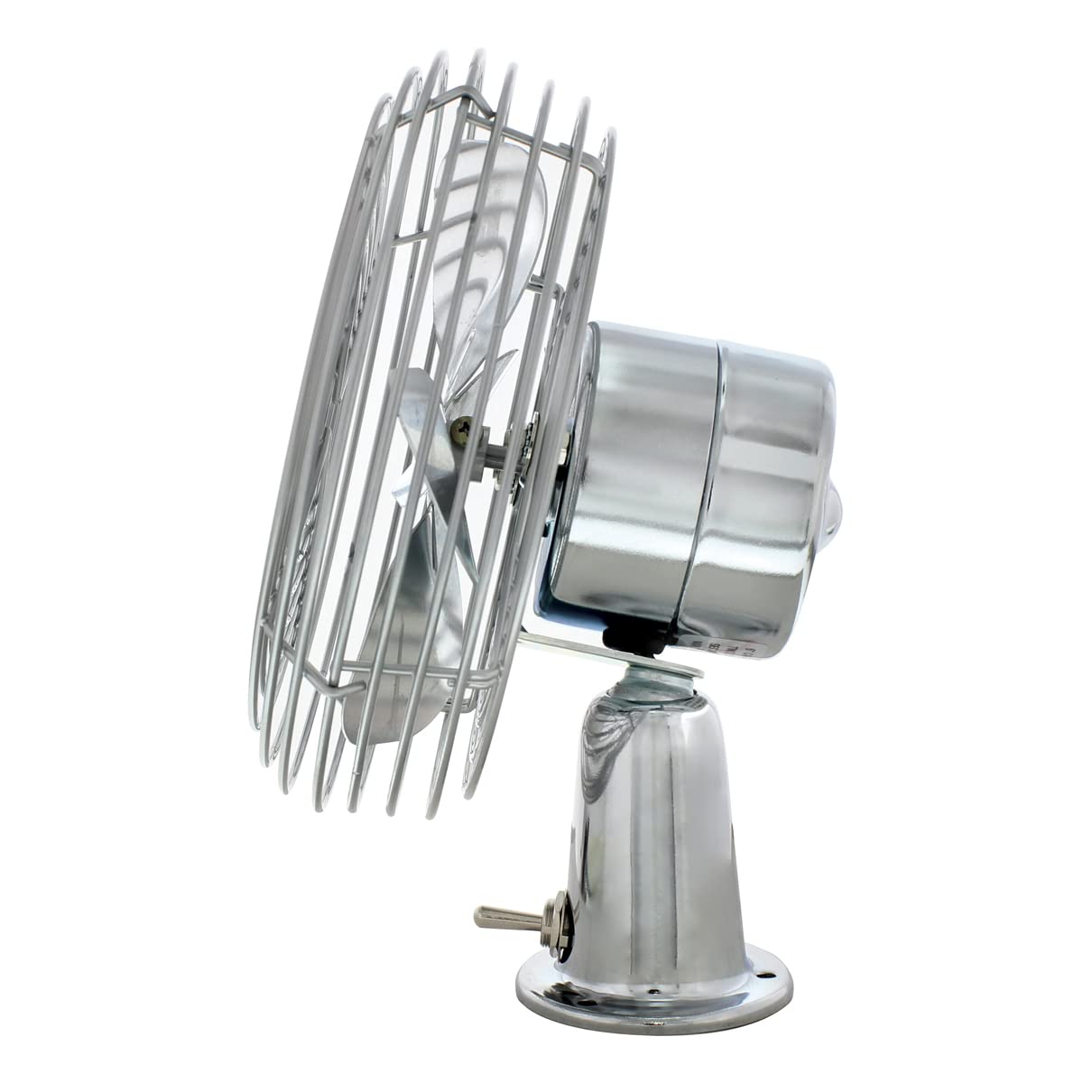 United Pacific 40848 Heavy-Duty Chrome 12V Car Fan W/6'' Fan Blade For Cars, Trucks, Rvs, & Vans, All Metal, 2-Speeds, Adjustabl