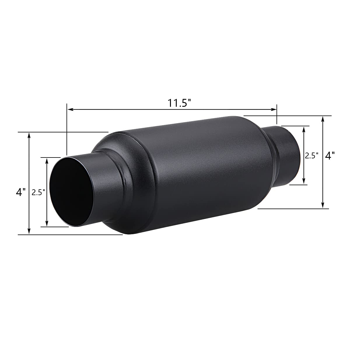 LCGP 2.5'' Inlet & 2.5'' Outlet, Universal Resonator, 11.5'' Overall Length Stainless Steel Muffler/Weld On