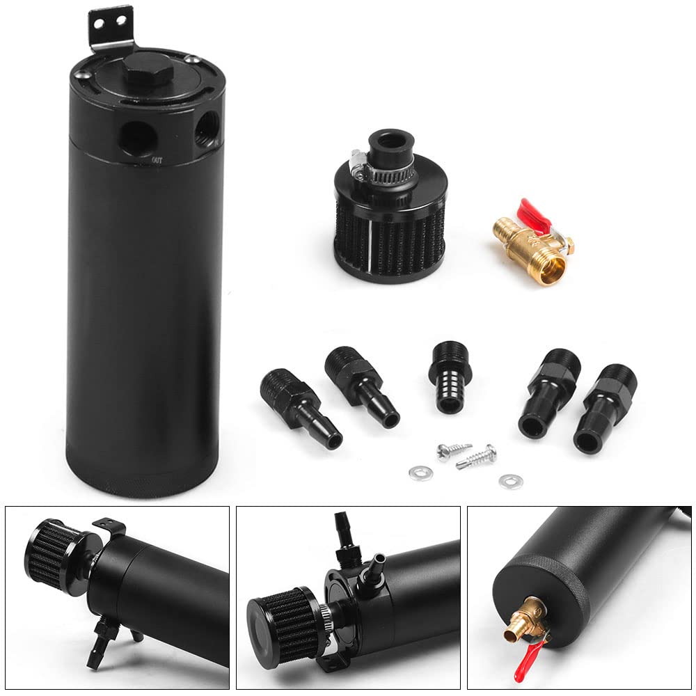 Universal Billet Aluminum Baffled 2-Port New Long 750Ml Oil Catch Can Tank With Breather Filter Engine Mini Oil Separator