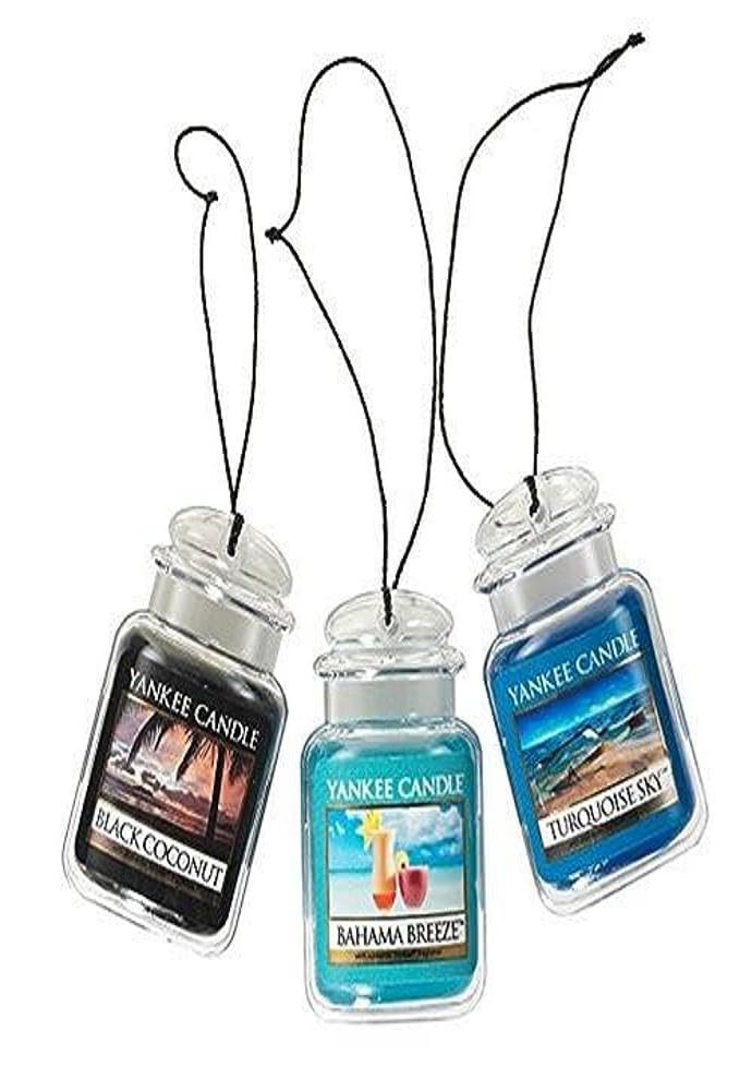 Yankee Candle Car Air Fresheners, Hanging Car Jar Ultimate 3-Pack, Neutralizes Odors Up To 30 Days, Includes: 1 Bahama Breeze, 1