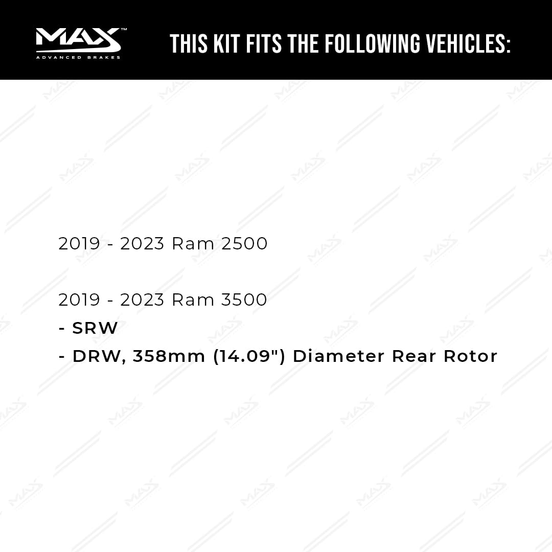 Max Advanced Brakes Rear Brake Kit Compatible With 2019 2020-2023 Ram 2500 3500 Duel Rear Wheel W/14.09 '' Rotor Replacement Cro