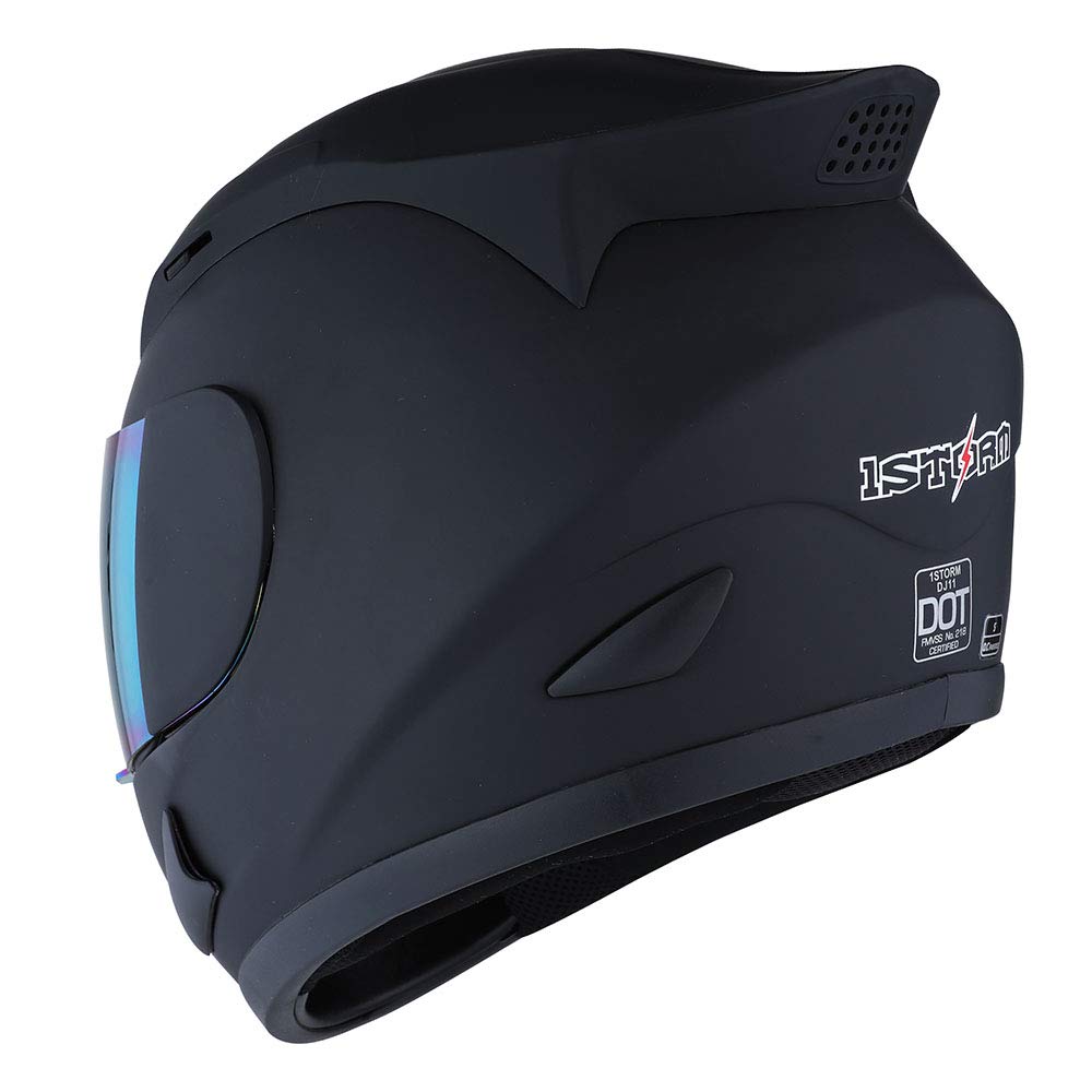1Storm Full Face Motorcycle Helmet, Matt Black, Large (57-58 CM), Thermoplastic Alloy, Model HJDJ11ABS