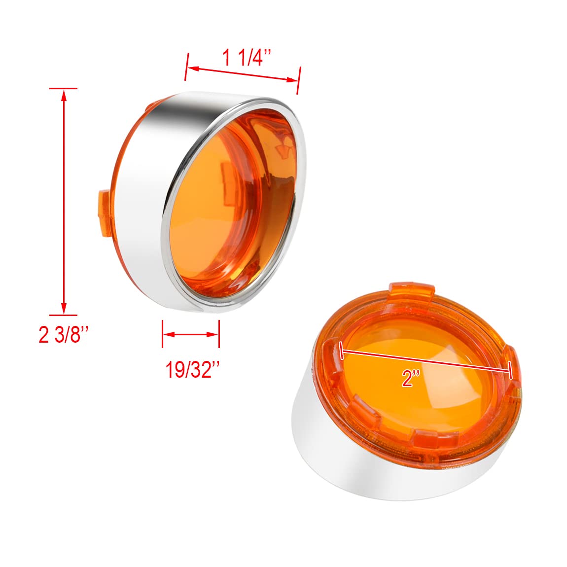 PBYMT Chrome-Yellow 2" Bullet Turn Signal Lens Cover - Yellow, Compatible with Harley Softail Dyna Road King Road Glide (4 pcs)