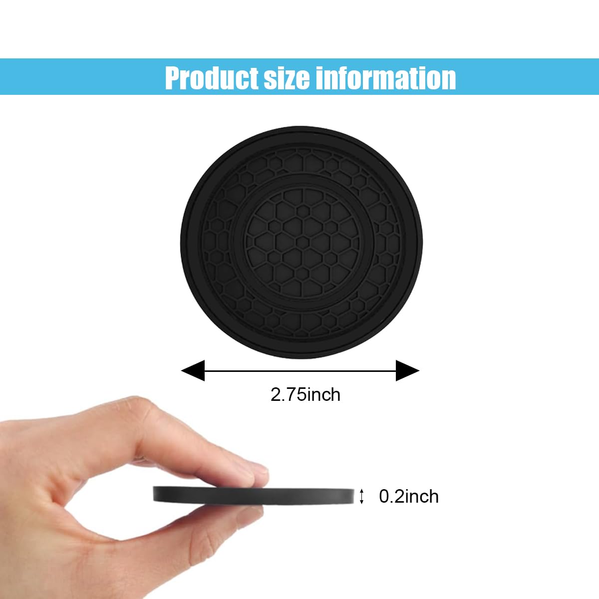 2PCS Car Cup Holder Coasters, 2.75 Inch Auto Non-Slip Anti Dust Cup Mats, Console Cup Holder Insert Coaster Auto Insulated Mats,