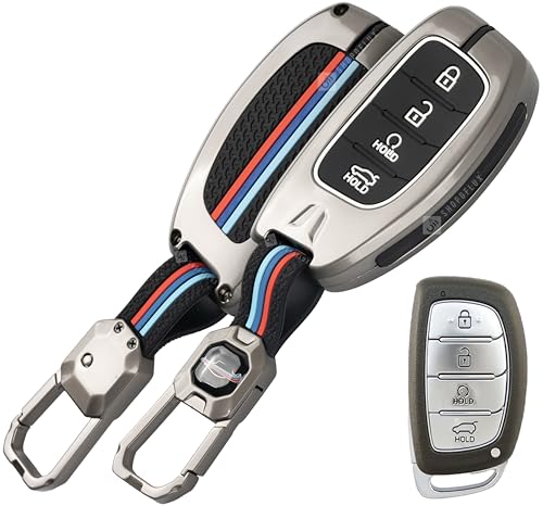 Shopoflux Metal Key Cover Compatible With Hyundai Alcazar And Creta Ev Car 4 Button Smart Key  Black