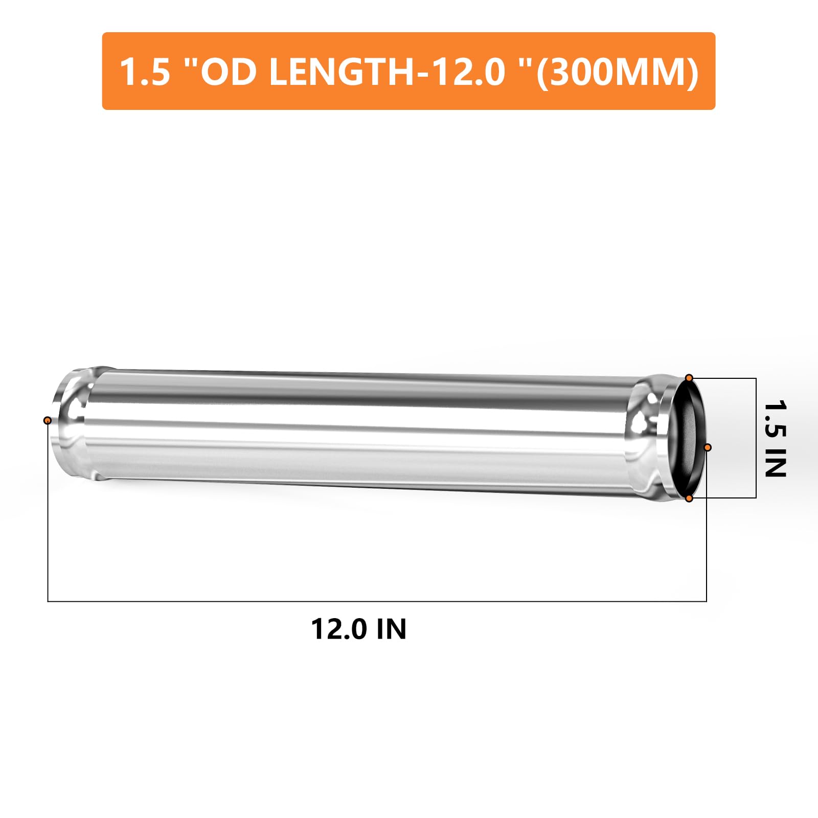 Gasher 1Pcs 12''(300Mm) Aluminum Alloy Tube 1.5''Od Intercooler Pipe With Bead Roll For Intake And Cooling Systems