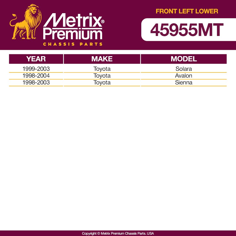 Metrix Premium Chassis Parts - Front Left Lower Control Arm W Ball Joint & Bushing Assembly Fits 1999-2003 Toyota Solara, 1998-2
