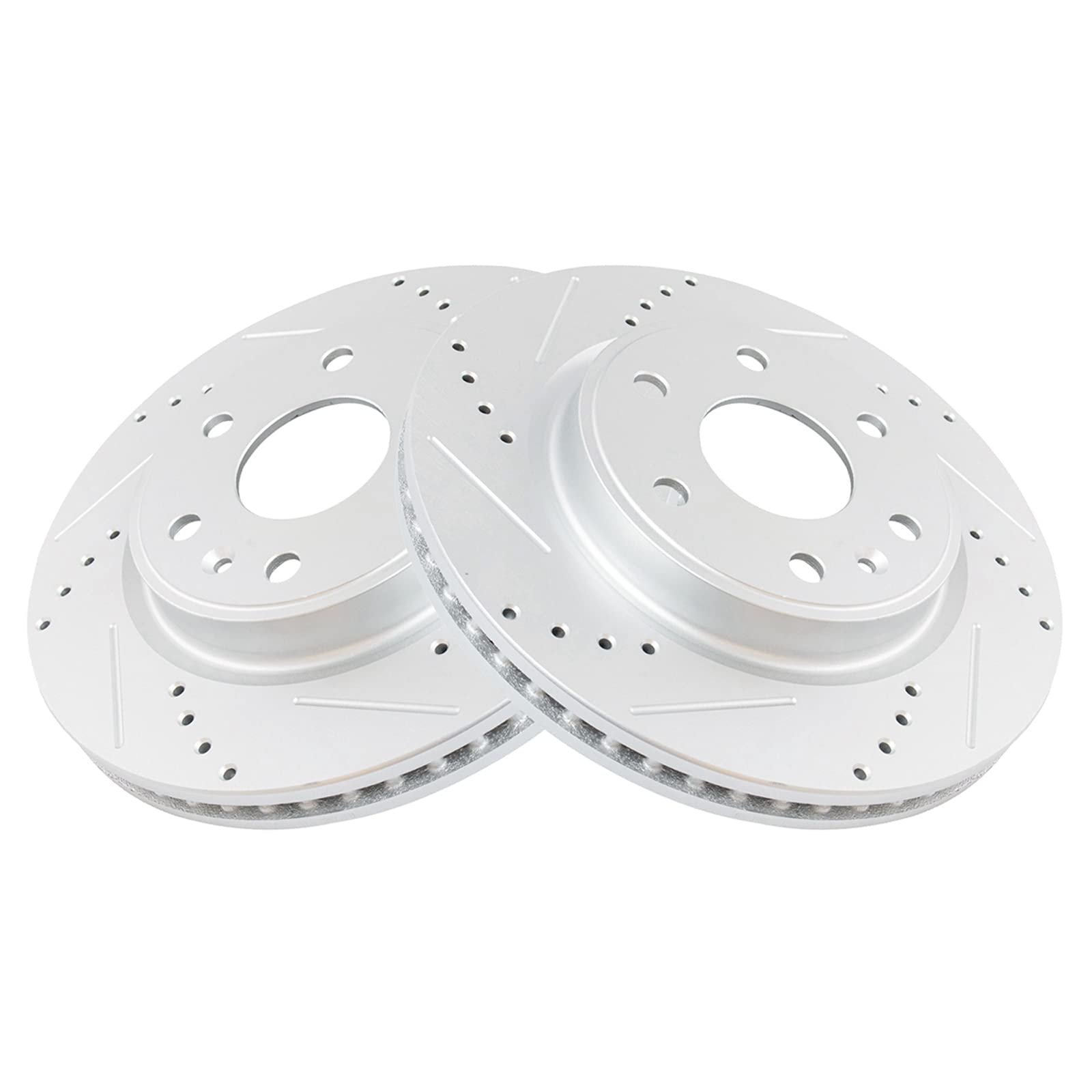 Trq Front Performance Brake Rotor Drilled Slotted Pair For 2007-2016 Gmc Acadia / 2008-2017 Buick Enclave / 2007-2010 Saturn Out
