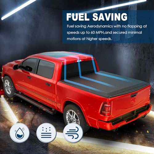 MOSTPLUS Soft Quad FOLD Truck Bed Tonneau Cover for 2002-2026 Dodge Ram 1500 & 2003-2026 Ram 2500/3500 - 6