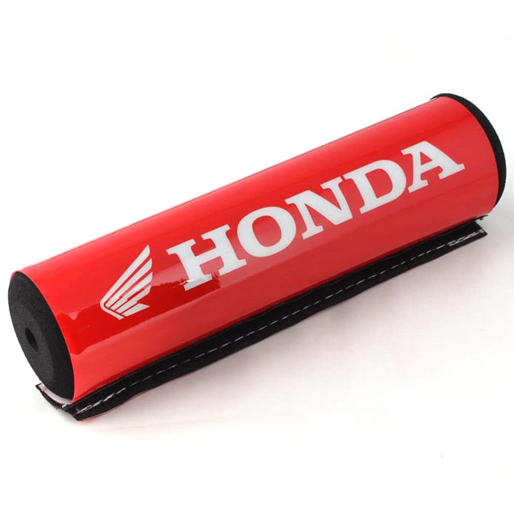 Short Red Pad & White Text Soft Cushion High-Density Foam Crossbar Handlebar Protectors for ATVs Motorcycles Bikes (7.87in Long)