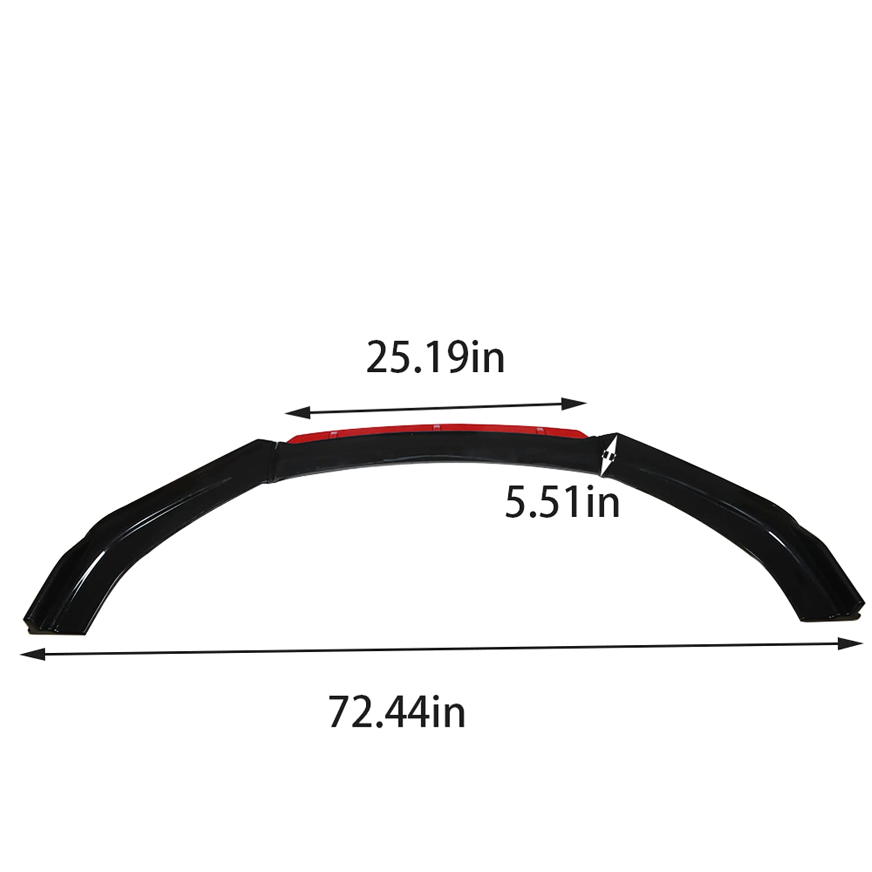 WFLNHB Universal Front Bumper Lip 4 Pieces Kits Spoiler Splitter 2 Layer Lip Glossy Black with Red Tongue
