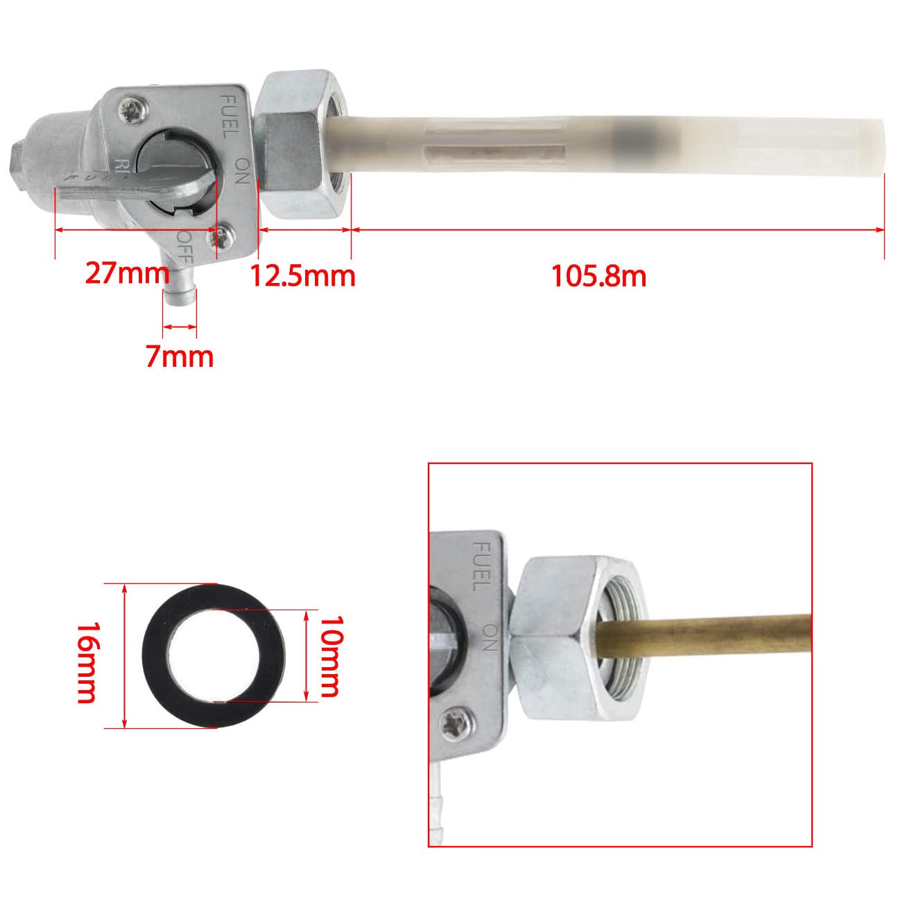 Earlyred Fuel Petcock Gas Tank Valve Shut Off Switch Compatible with Honda ATC250SX ATC250ES ATC350X TRX300 FW TRX300EX TRX250 T
