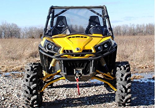 SuperATV Heavy Duty Full Front Windshield for 2011-2020 Can-Am Commander 800/1000 | Clear Polycarbonate | Easy Install