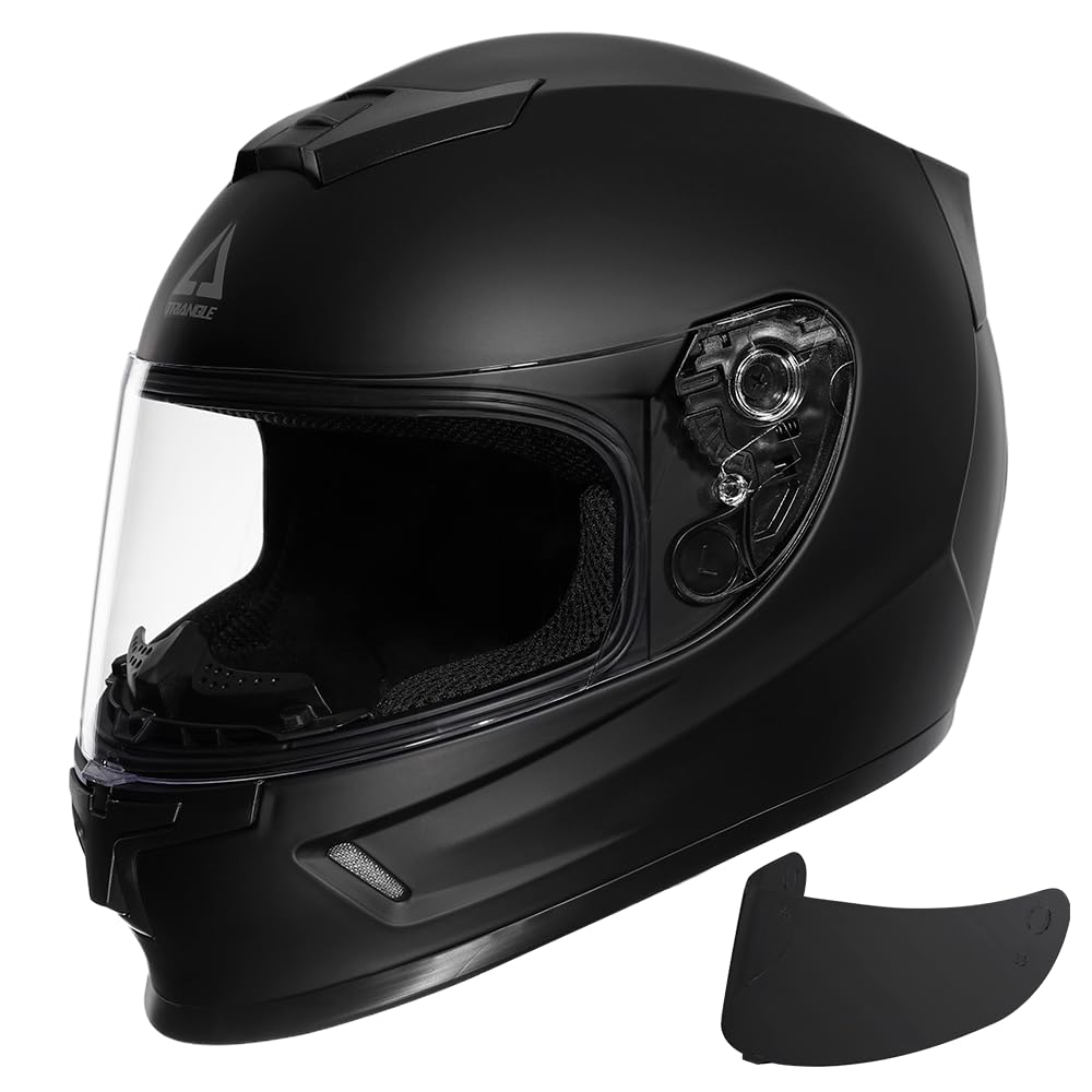 TRIANGLE Youth Kids Full Face Helmet Motorcycle Offroad Street Bike Lightweight with 2 Visors DOT Approved (Matte Black, Large)