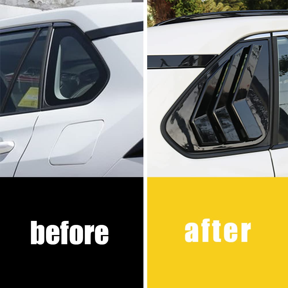 Eridanus Auto Accessories Fit For Rav4 2024 2023 2022 2021 2020 2019 Rear Side Window Louvers Air Vent Scoop Shades Cover Blinds Trim (Glossy Black) Abs 2 Pcs