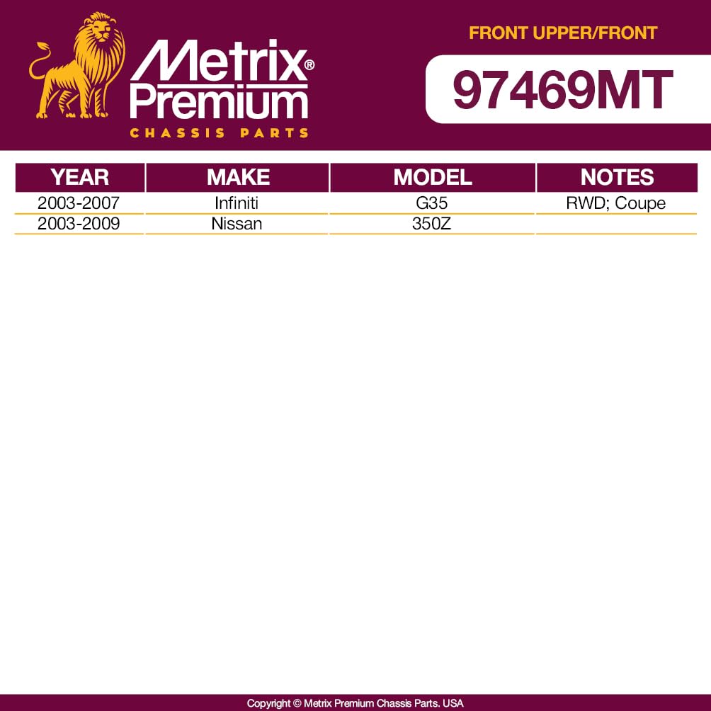 Metrix Premium Chassis Parts - 4 Pc Front L/R Upper Control Arm & Front Sway Bar Stabilizer End Link Kit Fits 03-07 Infiniti G35