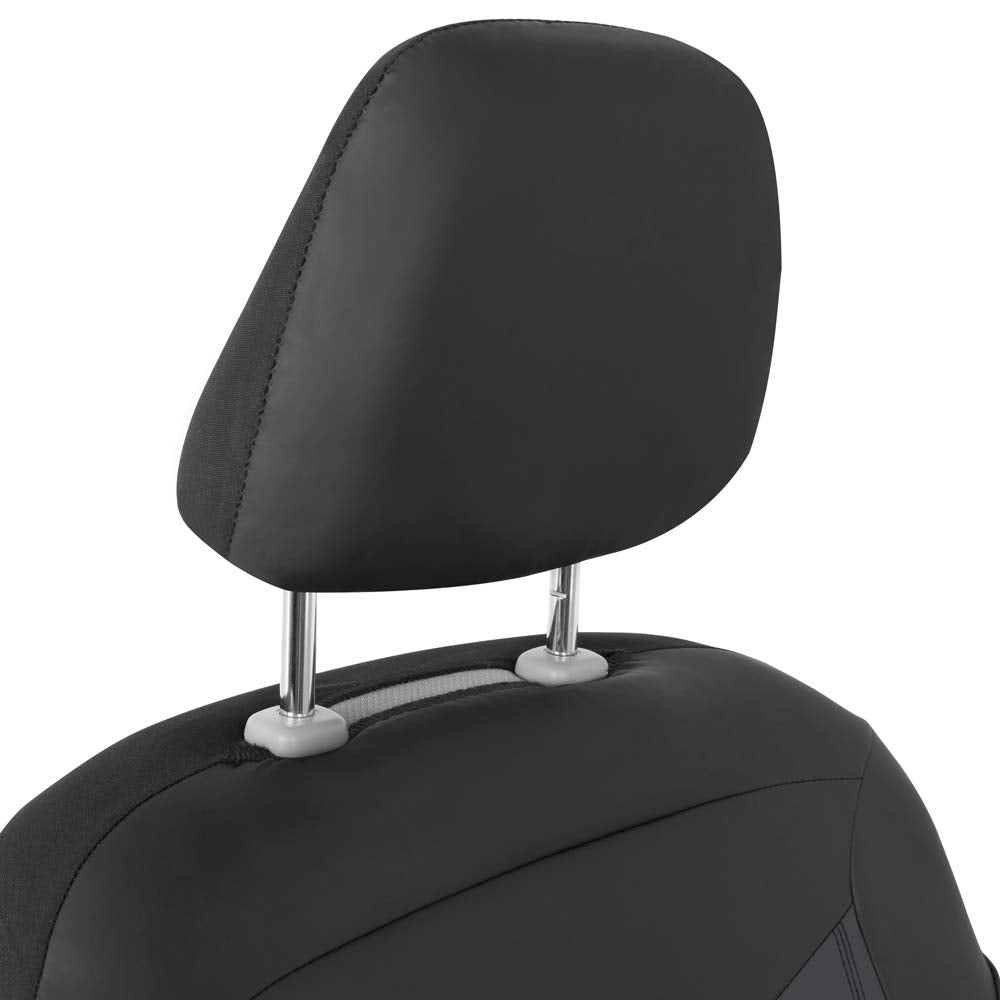 Motor Trend Super Sport Gray Faux Leather Seat Covers, Front Seats - Modern Two-Tone Design, Easy To Install Seat Protectors, In