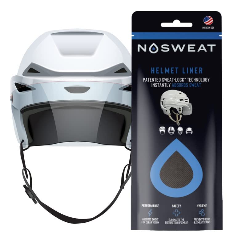 No Sweat Hockey Helmet Sweat Liners, 50 Pack, Polyester, Black - Patented Sweatlock Technology for Ultimate Comfort