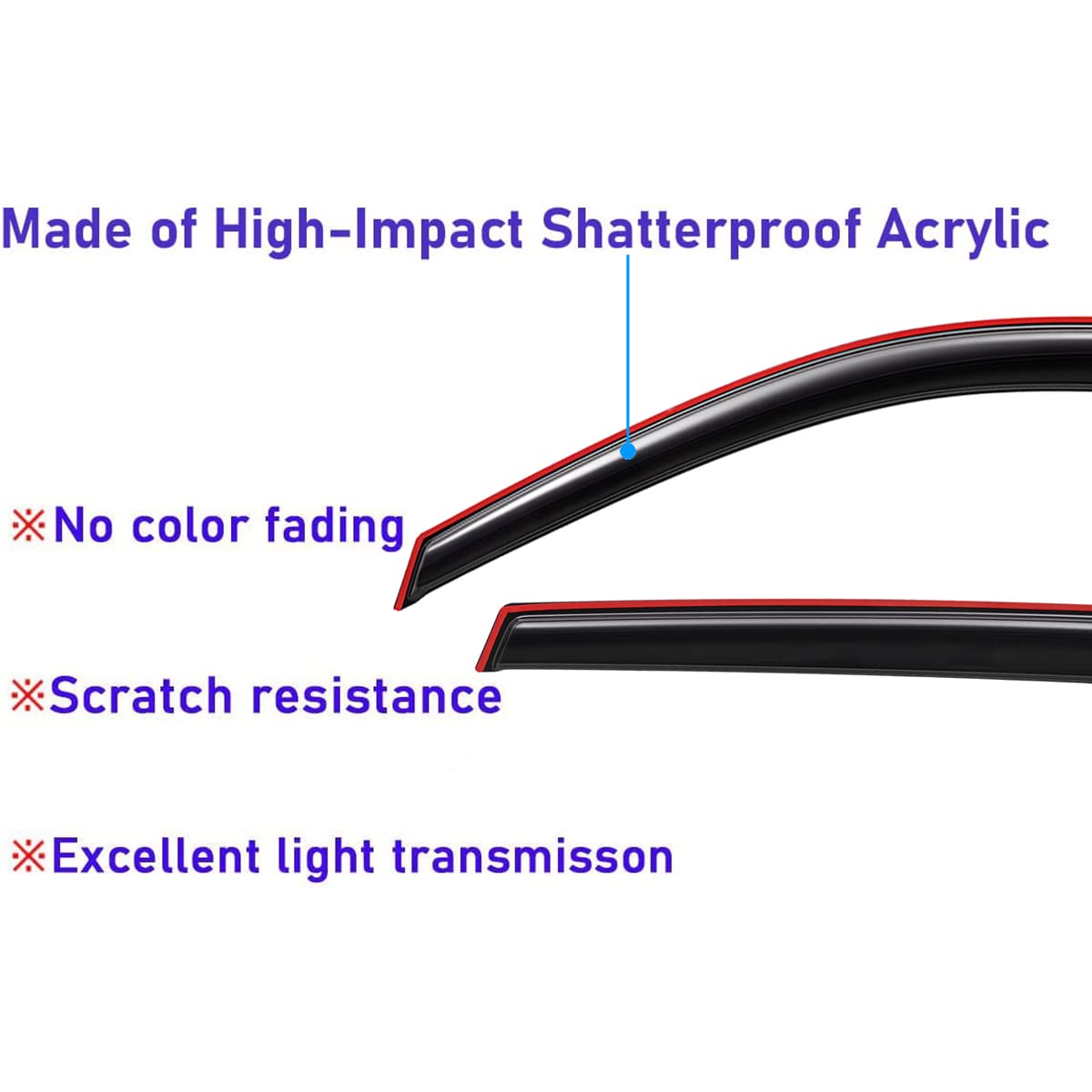 Lightronic Extra Durable Clip-on in-Channel Auto Vent Window Visor, Fits 2016-2025 Chevrolet Malibu (EXCLUDES 2016 Malibu Limite