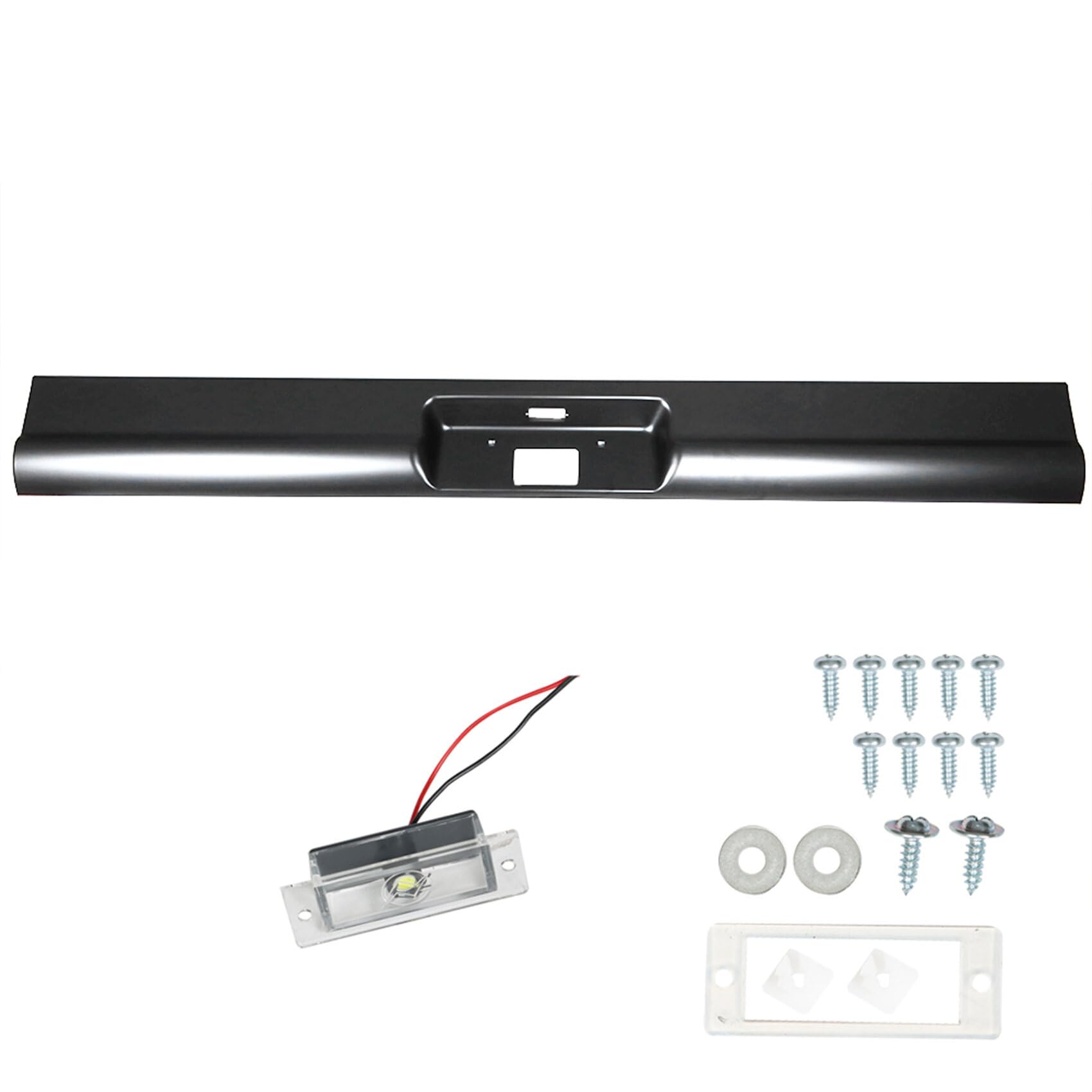 labwork Rear Roll Pan Bumper for Chevrolet C10 Pickup 1967-1972, Alloy Steel, Black, License Plate Replacement