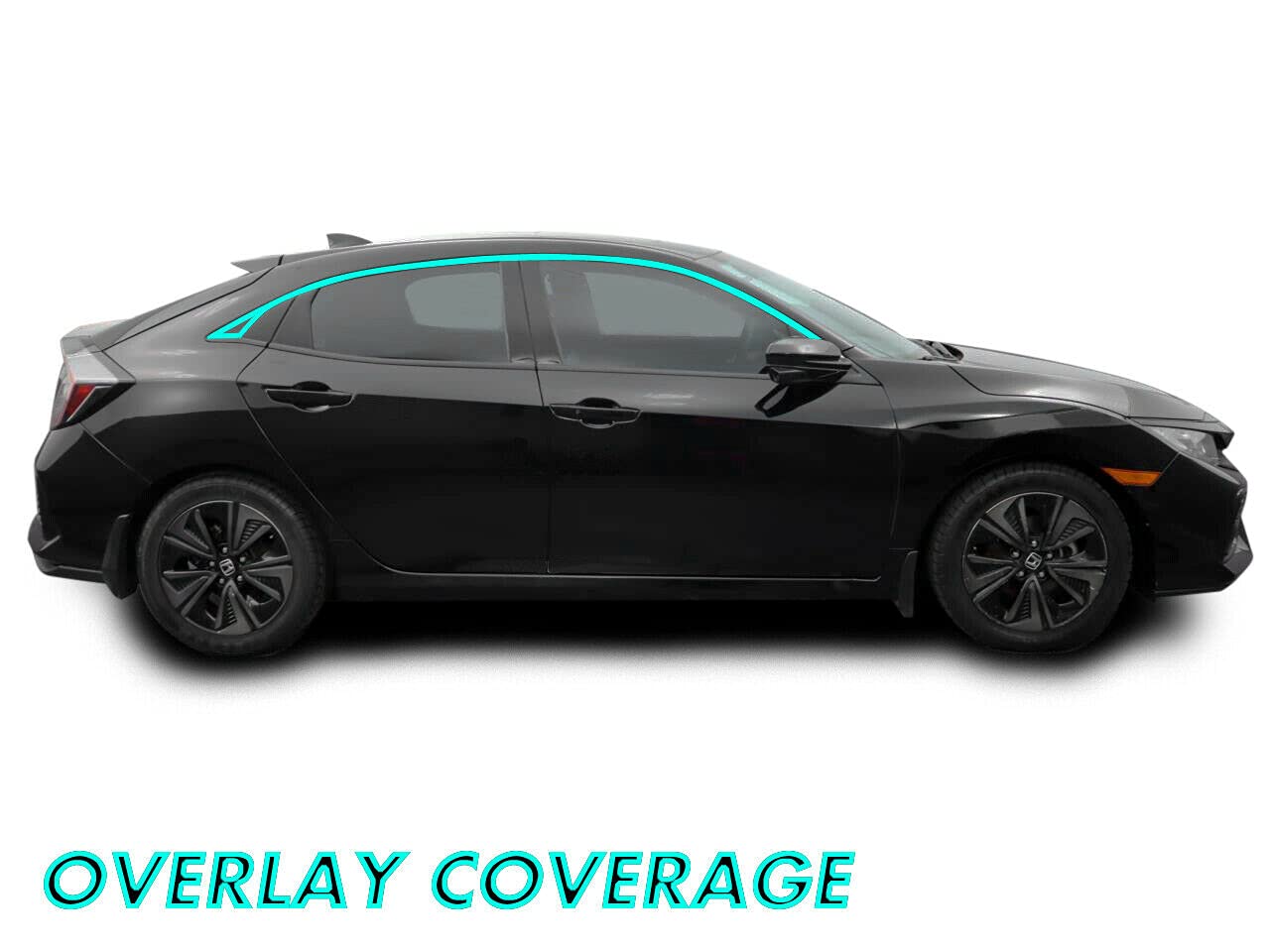 SlickMod Chrome Delete Blackout Vinyl Overlay for 2016-2021 Honda Civic Hatchback - Gloss Black, Model HON-CIV-HB-1621-CTD