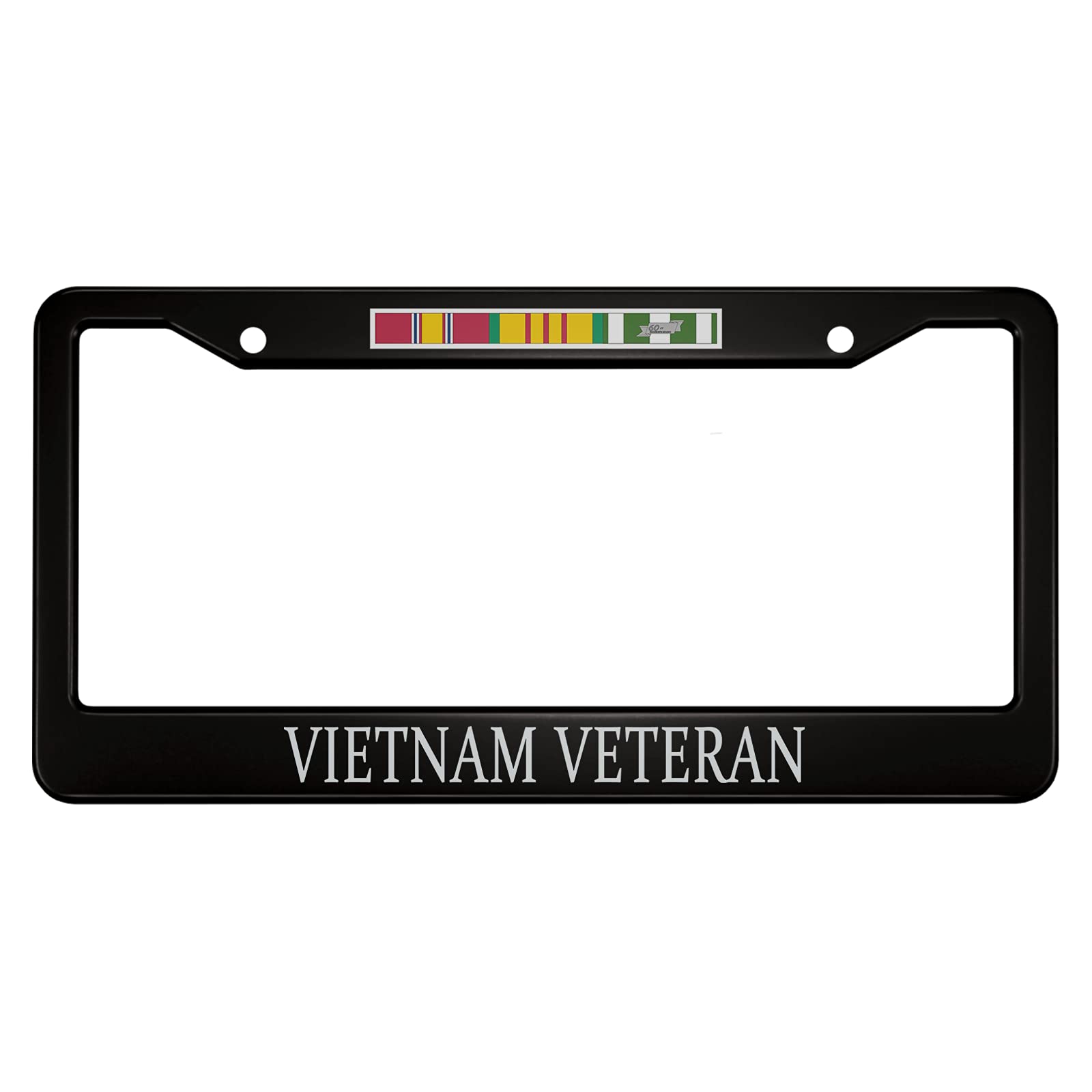 Ofloral Vietnam Veteran Aluminum Alloy License Plate Frame Colorful Service Medal And The 60'S Vietnam Campaign Applicable To Us