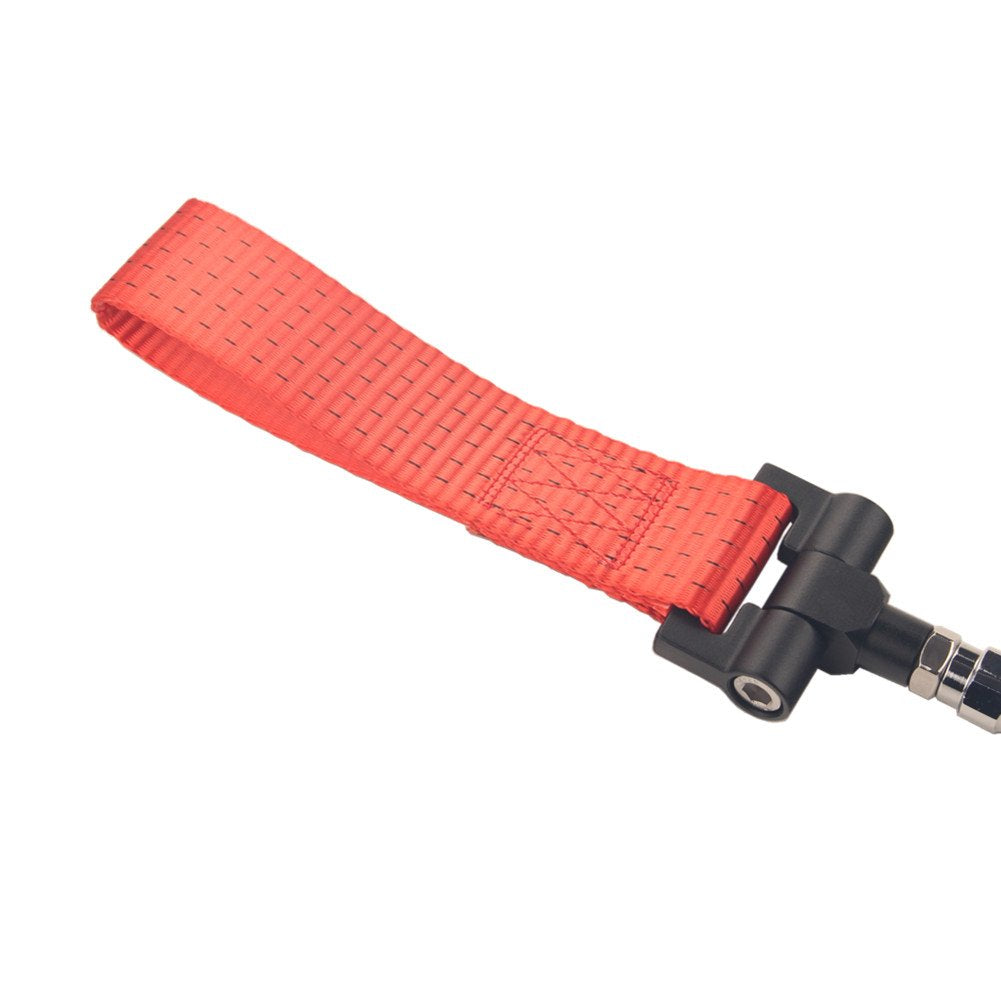 Dewhel Track Racing Style Tow Hook W/Red Towing Strap Front Rear Bumper Screw On Compatible With Bmw 1 3 5 Series X5 X6 E36 E39