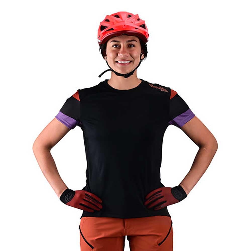 Troy Lee Designs Cycling MTB Bicycle Mountain Bike Jersey Shirt for Women, Lilium SS Rugby (Black, X-Large)
