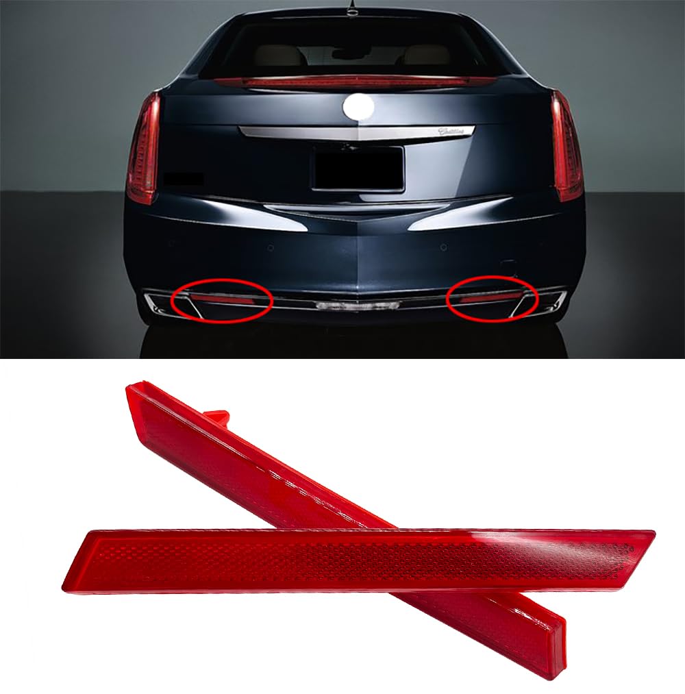 Pair Rear Bumper Reflector For Cadillac Xts 2013-2017 Red Lens Bumper Lower Lights Trim 2014 2015 2016